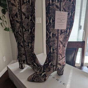 Alex Marie Brown Snake Pattern Heeled Boots